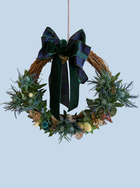 Bird in the Thistle Bush Wreath