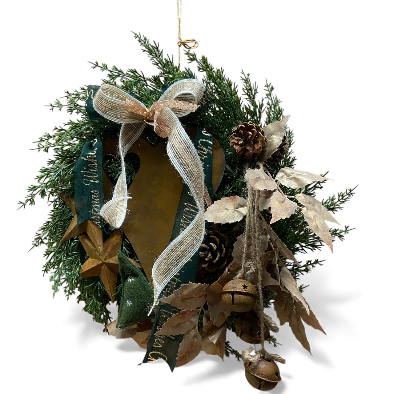 Rustic Heart and Bell Wreath