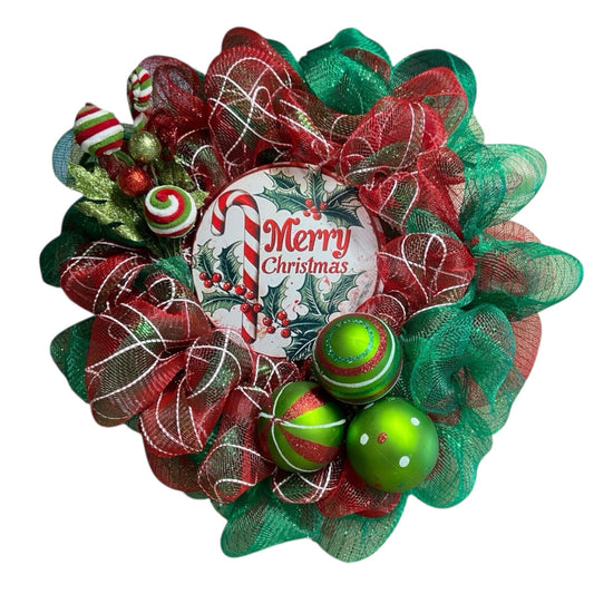 Green and Red Ribbon Wreath