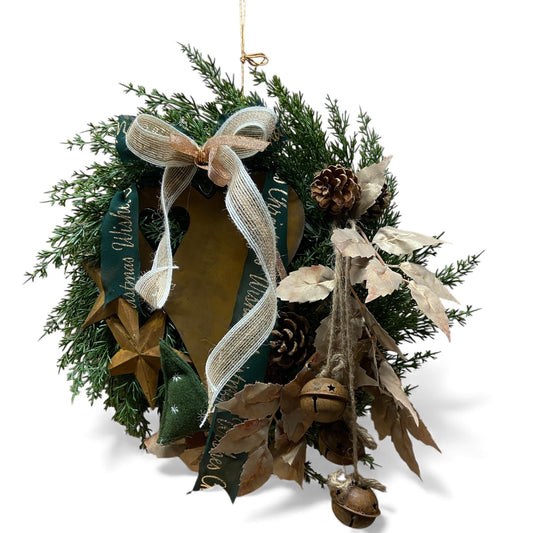 Rustic Heart and Bell Wreath