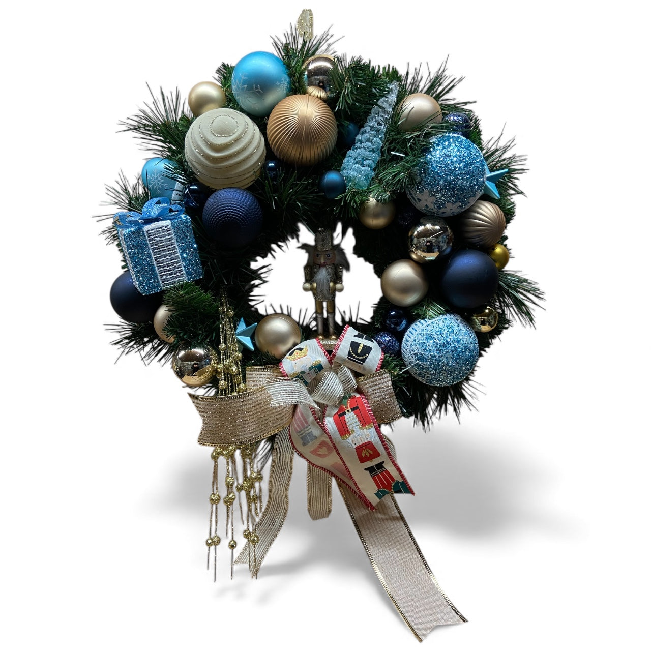 Blue and Gold Nutcracker Wreath