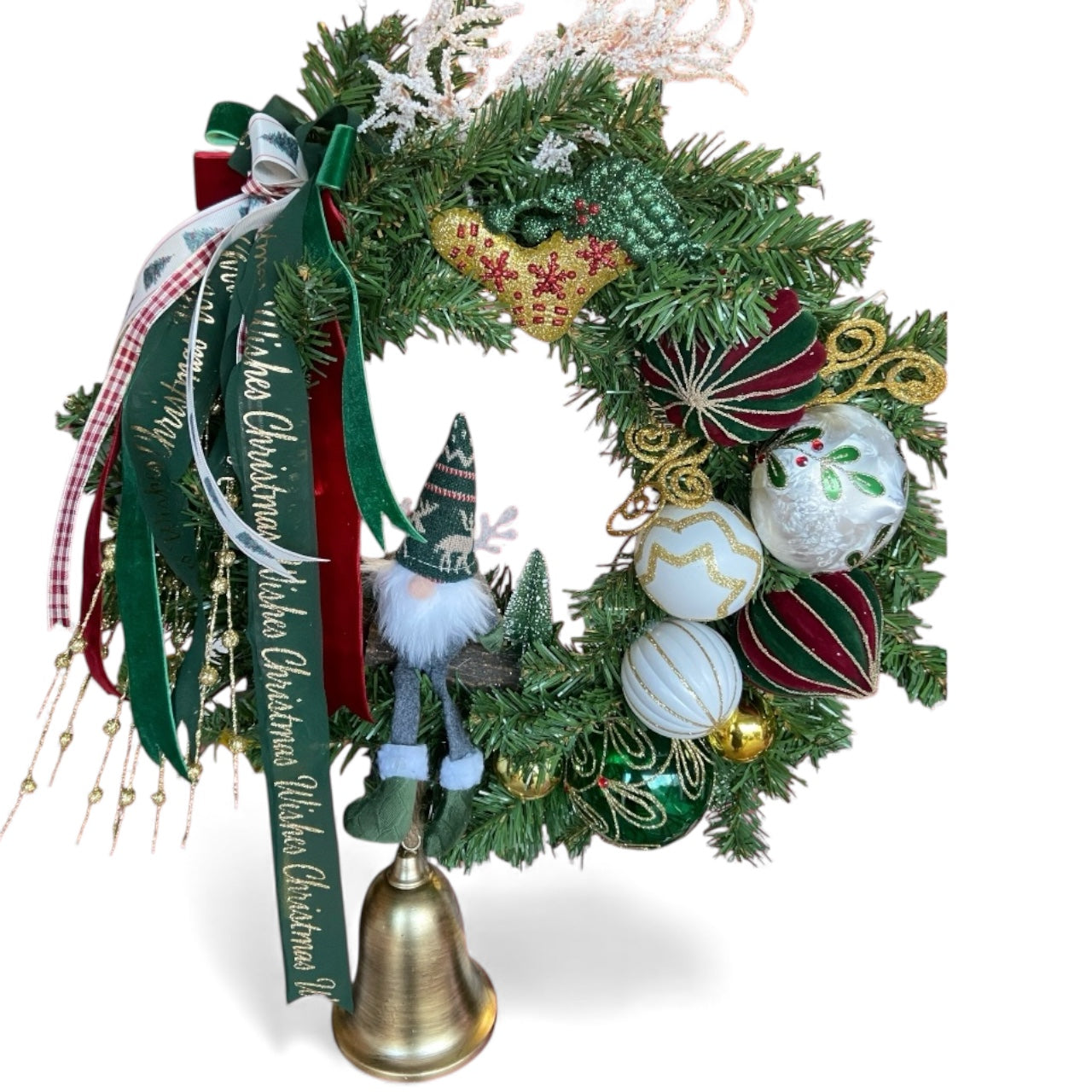 Green and White Gnome Wreath